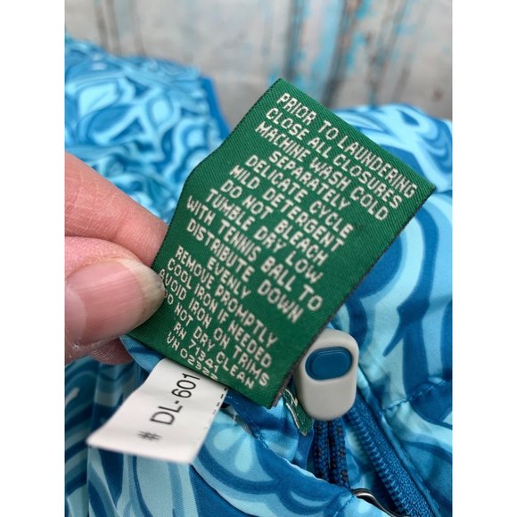 LLBean Down Feather Puffer Vest  L Reg Blue Reversible  Polyester Outer / Goose - Picture 7 of 8